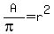 A%2F%28pi%29=r%5E2