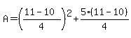 A=%28%2811-10%29%2F4%29%5E2%2B5%2811-10%29%2F4