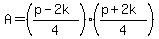 A=%28%28p-2k%29%2F4%29%28%28p%2B2k%29%2F4%29