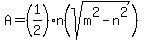 A=%281%2F2%29n%28sqrt%28m%5E2-n%5E2%29%29