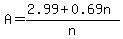 A=%282.99%2B0.69n%29%2Fn