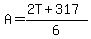 A=%282T%2B317%29%2F6