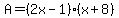 A=%282x-1%29%28x%2B8%29
