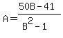 A=%2850B-41%29%2F%28B%5E2-1%29