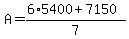 A=%286%2A5400%2B7150%29%2F7