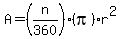 A=%28n%2F360%29%28pi%29r%5E2