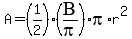 A=+%281%2F2%29%2A%28BETA%2Fpi%29pi%2Ar%5E2