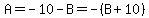 A=-10-B=-%28B%2B10%29