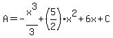 A=-x%5E3%2F3%2B%285%2F2%29x%5E2%2B6x%2BC