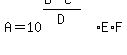 A=10%5E%28%28B-C%29%2FD%29%2AE%2AF