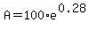 A=100%2Ae%5E%280.28%29