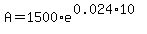 A=1500%2Ae%5E%280.024%2A10%29