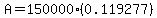 A=150000%280.119277%29