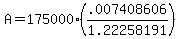 A=175000%28.007408606%2F1.22258191%29
