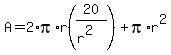 A=2%2Api%2Ar%2820%2F%28r%5E2%29%29%2Bpi%2Ar%5E2