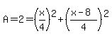 A=2=%28x%2F4%29%5E2%2B%28%28x-8%29%2F4%29%5E2