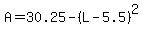A=30.25-%28L-5.5%29%5E2