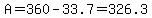 A=360-33.7=326.3