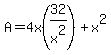 A=4x%2832%2Fx%5E2%29%2Bx%5E2%2Ch=32%2Fx%5E2