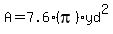 A=7.6%28pi%29yd%5E2