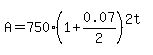 A=750%281%2B0.07%2F2%29%5E%282t%29