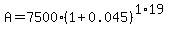 A=7500%281%2B0.045%29%5E%281%2A19%29