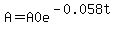 A=A0e%5E%28-0.058t%29