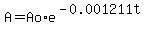 A=Ao%2Ae%5E%28-0.001211t%29