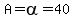 A=alpha=+40