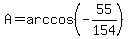 A=arccos%28-55%2F154%29