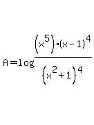 A=log%28%28x%5E5%29%28x-1%29%5E4%2F%28x%5E2%2B1%29%5E4%29