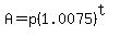 A=p%281.0075%29%5E%28t%29
