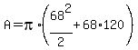 A=pi%2A%2868%5E2%2F2%2B68%2A120%29