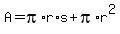 A=pi%2Ar%2As%2Bpi%2Ar%5E2