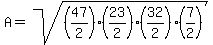 A=sqrt%28%2847%2F2%29%2823%2F2%29%2832%2F2%29%287%2F2%29%29