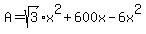 A=sqrt%283%29x%5E2%2B600x-6x%5E2