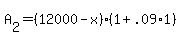 A%5B2%5D+=+%2812000+-+x%29%2A%281+%2B+.09%2A1%29