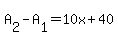 A%5B2%5D+-+A%5B1%5D+=+10x+%2B+40