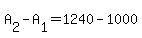 A%5B2%5D+-+A%5B1%5D+=+1240+-+1000