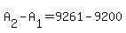 A%5B2%5D+-+A%5B1%5D+=+9261+-+9200