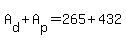 A%5Bd%5D+%2B+A%5Bp%5D+=+265+%2B+432