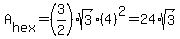 A%5Bhex%5D=%283%2F2%29sqrt%283%29%2A%284%29%5E2=24%2Asqrt%283%29