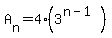 A%5Bn%5D=4%283%5E%28n-1%29%29