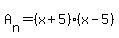 A%5Bn%5D+=+%28x%2B5%29%28x-5%29