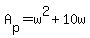A%5Bp%5D+=+w%5E2+%2B+10w