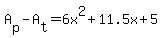 A%5Bp%5D-A%5Bt%5D+=6x%5E2%2B11.5x%2B5