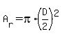 A%5Br%5D+=+pi%2A%28D%2F2%29%5E2