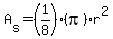 A%5Bs%5D+=+%281%2F8%29%28pi%29r%5E2