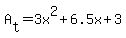 A%5Bt%5D+=+3x%5E2%2B6.5x%2B3