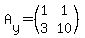 A%5By%5D=%28matrix%282%2C2%2C1%2C1%2C3%2C10%29%29